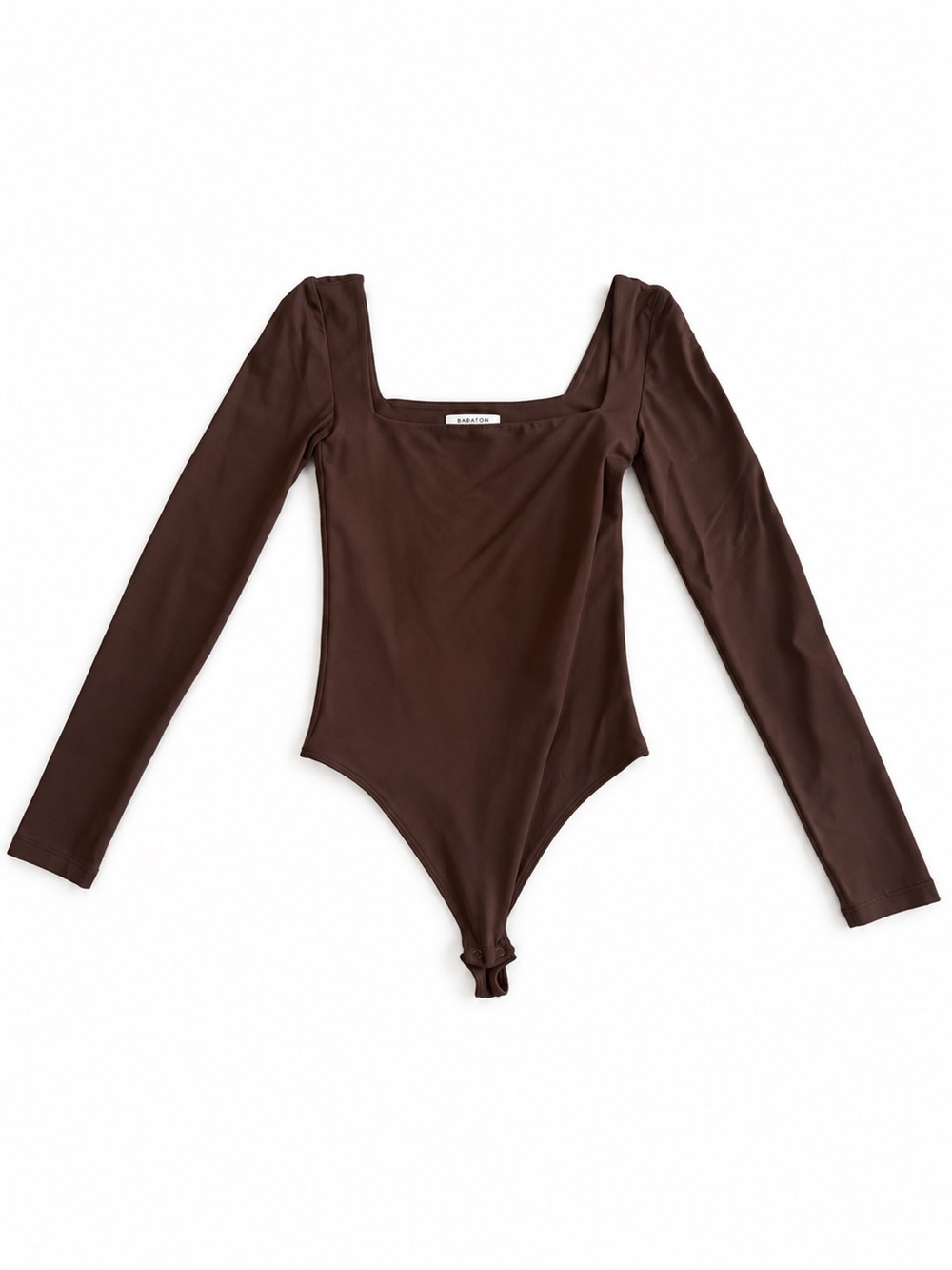 Aritzia Long Sleeve Square Neck Brown Contour Bodysuit